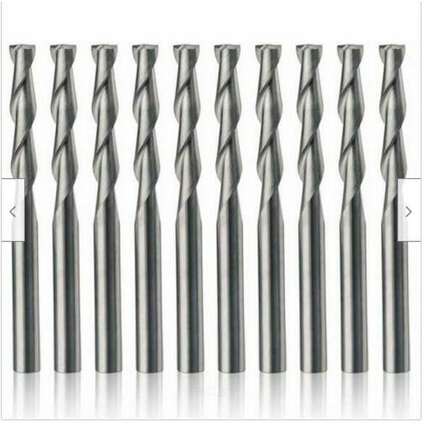 10pc 3.175mm Double Two Flute Straight Slot CNC Router Bits Wood MDF Milling 1/8